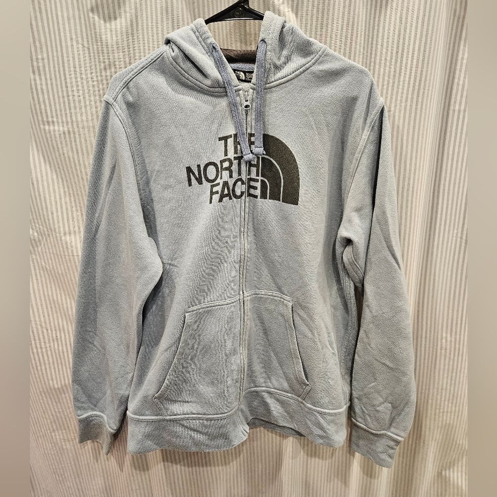 The North Face Men's Light Blue Gray Zip-Up Hoodie Size Large